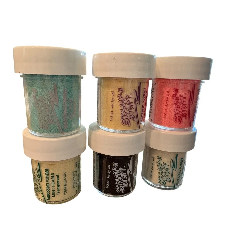 Stampendous Stamp-N-Stuff Embossing Powder Lot 6 Jars Mint White Pink Black Plum